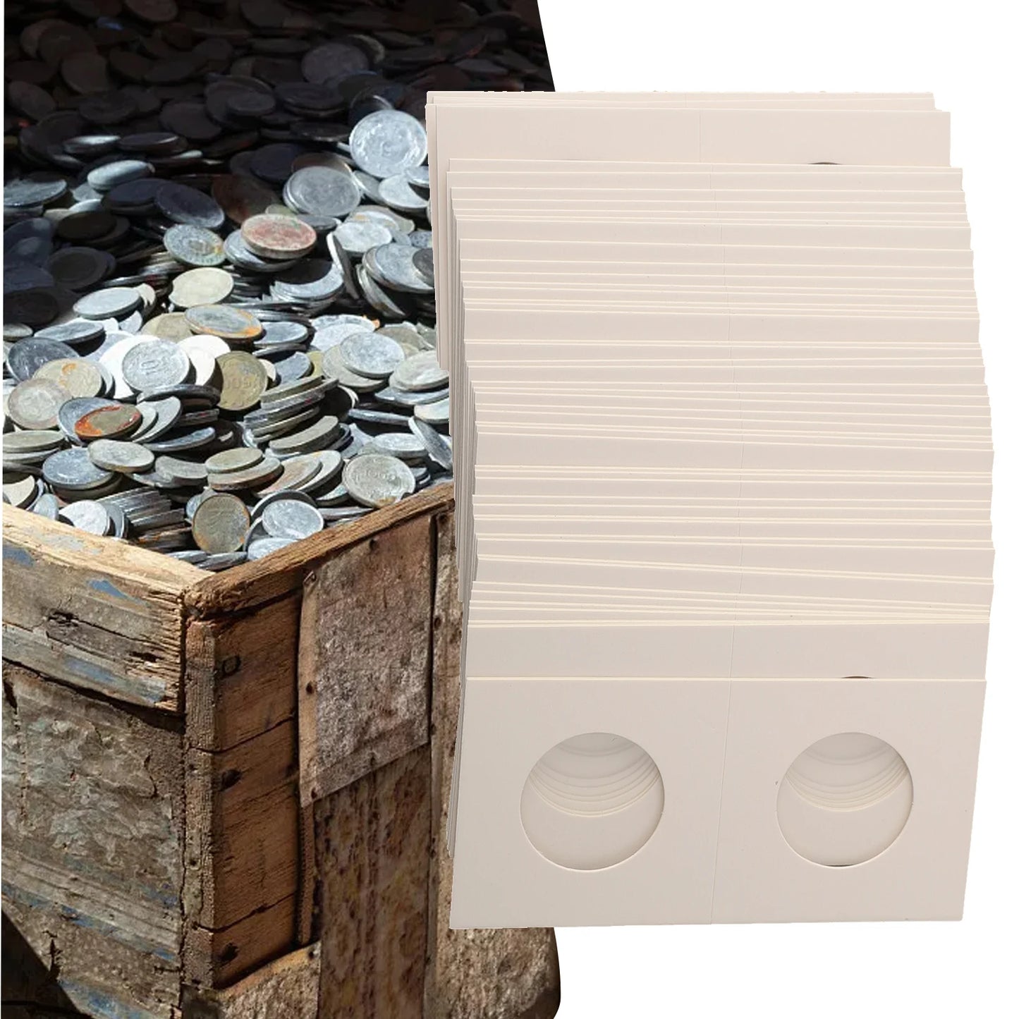 1 Set Coin Storage Stamp Holder Square Cardboard Case Coin Album Collection Coin Holders Flip Clip Coin Capsules Cover Storage