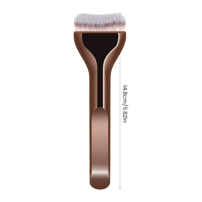 Professional Foundation Brush - Soft Nylon Bristles, Elegant Brown Handle, for BB Cream, Liquid Foundation, Powder - Travel