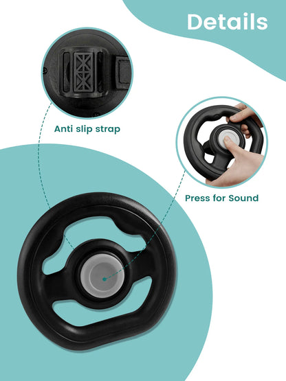 Stroller Steering Wheel Accessory with Honking Sound & 360° Rotation, Engaging Baby Travel Stroller Attachment to Calm Fussy Rid