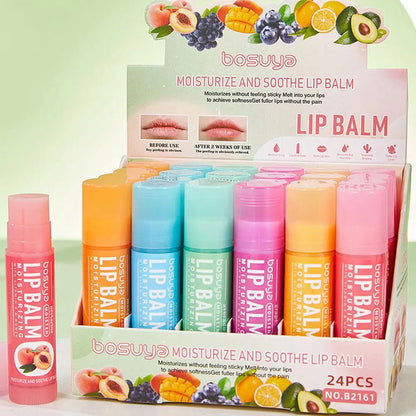 6/24pcs Assorted Fruit Flavor Lip Balm Set - Hydrating, Nourishing & Prevents Chapped Lips - Care for Dry Lips & Fine Lines