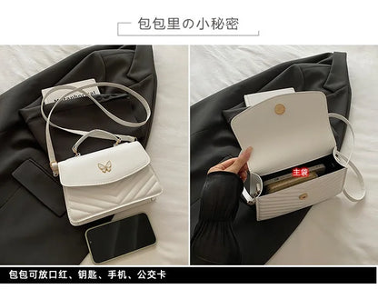 Lucky butterfly bag women's new fashion solid color simple texture trend beautiful casual shoulder messenger bag portable small