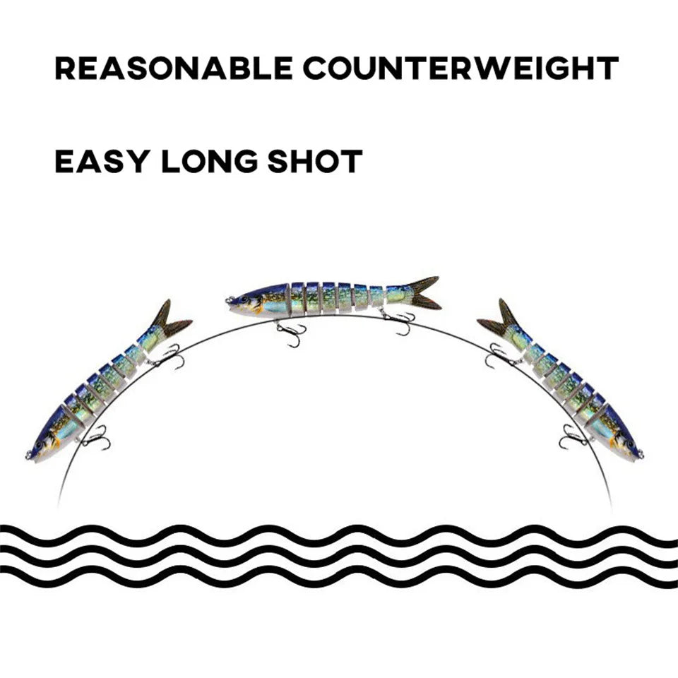 8 Segment Swimbait Fishing Lure 3pcs Set 135mm 19g Multi Jointed Slow Sinking Bionic 3D Eyes Fishing Bait Tool Fishing Tackles