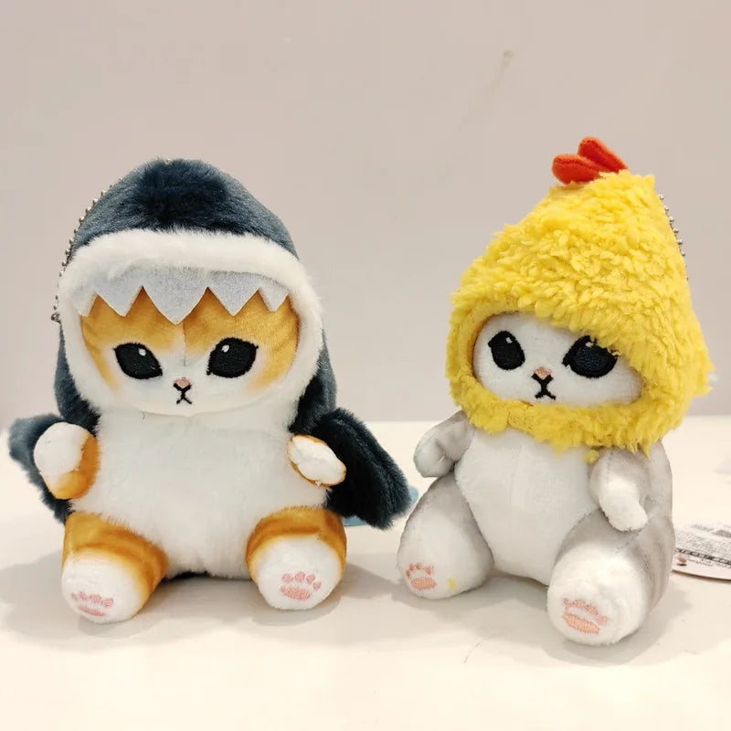 Kawaii Tempura Fried Shrimp Shark Cat Plush Doll Keychain Cartoon Cute Mofusand Anime Hobby Pendant Backpack for Girlfriend Gift