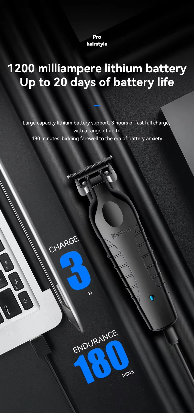 Kemei Professional Electric Hair Clippers USB Rechargeable Barber Trimmer Men's Electric Shaver Clippers KM-2299 KM-1102 Kit