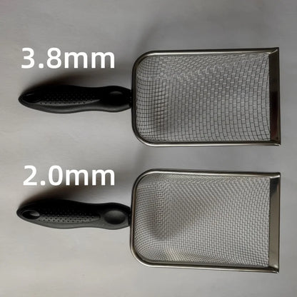 Cat Litter Shovel Stainless Steel Reptile Sand Substrate Shovel Clean Up Feces Fine Mesh Sifter For Bedding Cat Litter Scoop