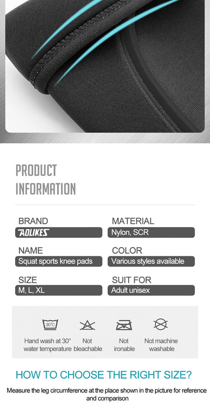 AOLIKES 1 Pair 7mm Neoprene Sports Kneepads Compression Weightlifting Pressured Crossfit Training Knee Pads Support Women Men