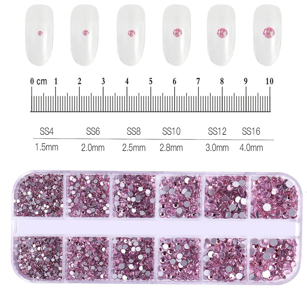 12Grids Mixed Mini Christmas Gems Nail Charms 2mm Luxury Crystal Nail Glitter Rhinestone Red/Green Flatback Christmas Nail Parts