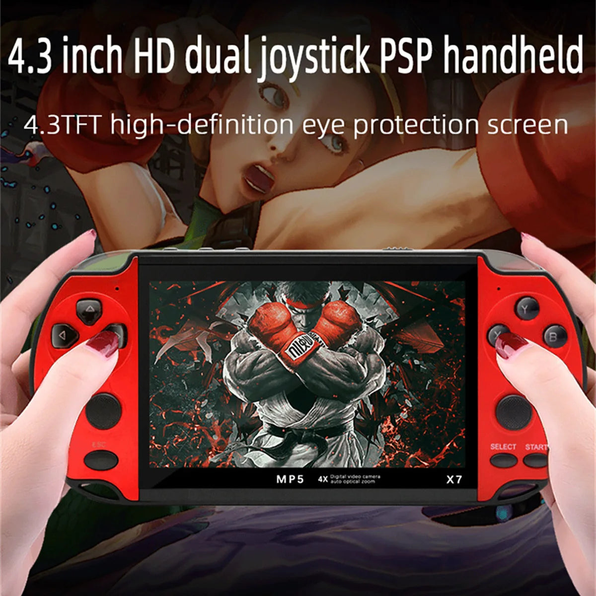 GAMINJA X7 4.3inch Built-in 9000+ Games Handheld Game Console TFT Screen Video Game Player HD Game For GBA GBC NES GBC