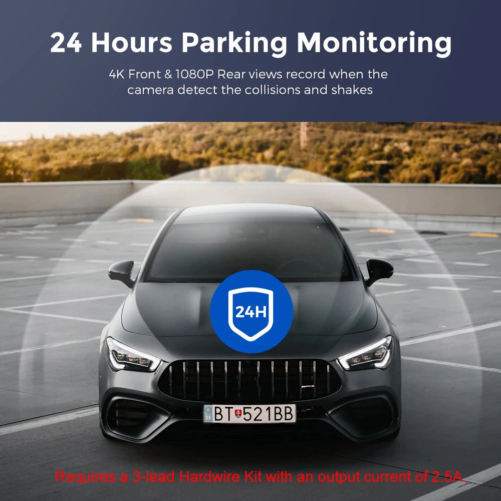 Soam Dash Cam 4K+1080P Dual-channel Dash Car Camera Recorder With GPS WiFi Car DVR 24H Parking Monitor Black Box