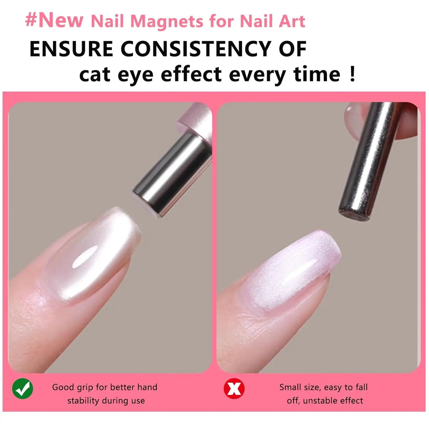 1/2Pcs Nail Cat Eye Magnetic Ball With Nail Magnetic Stick Tool Set Double-head Strong Magnet Pen 3D Cat Eye Gel Nail Supplies