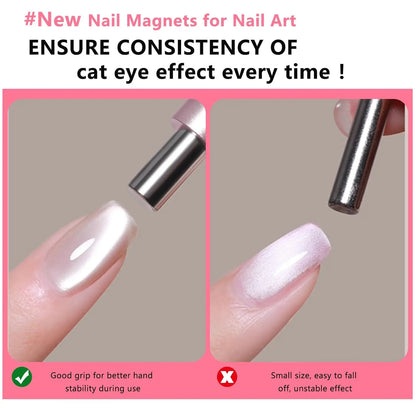 1/2Pcs Nail Cat Eye Magnetic Ball With Nail Magnetic Stick Tool Set Double-head Strong Magnet Pen 3D Cat Eye Gel Nail Supplies