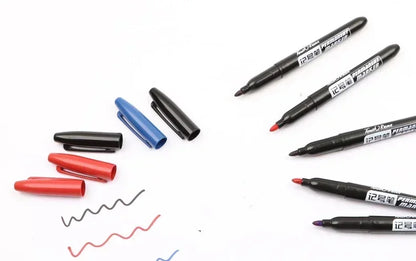 6-20PCs/Set PermanentMarker Pen Fine Point Waterproof Markers Thin Nib Crude Nib Black Blue Red Ink 1.5mm Fine Color Marker Pens