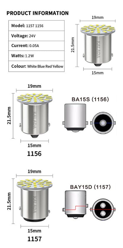 10pcs 24V LED 1156 BA15S 1157 BAY15D Car LED Lights 22*3014SMD For Truck Bus RV Bulbs DRL Daytime Running Tail Signal Lamp White