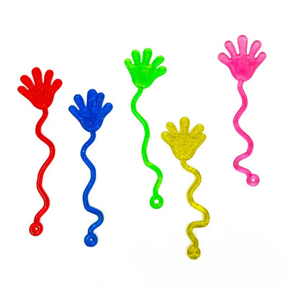 5-20 Pcs Funny Glitter Sticky Hands toy Palm Elastic Sticky Squishy Slap Palm Toy Novelty Gift Party Favors supplies