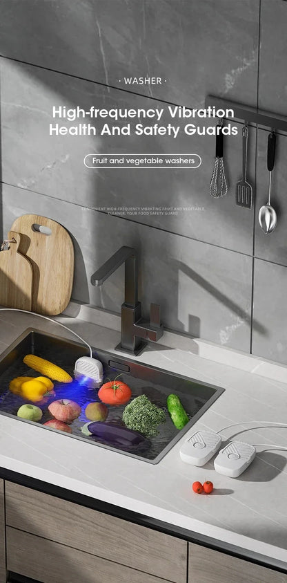 Portable Ultrasonic Vegetable and Fruit Cleaner IPX7 Waterproof Multifunctional Food Washer for Home Kitchen Use