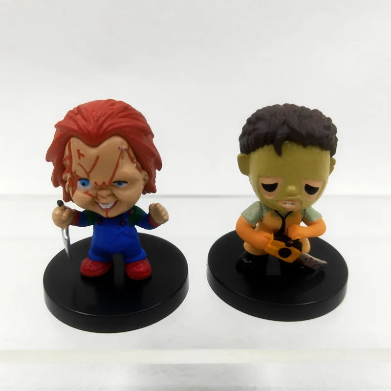 10 Pieces / Set Horror Film Series Jason Freddy Clown Action Figure Toys PVC Model Halloween Gift Vinyl Figurine Doll Gift