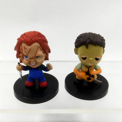 10 Pieces / Set Horror Film Series Jason Freddy Clown Action Figure Toys PVC Model Halloween Gift Vinyl Figurine Doll Gift