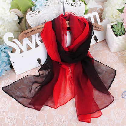 Fashion Four Seasons Women Plain Color Thin Soft Beach Thin Silky Georgette Scarf Shawls Long Wraps Beach Sunscreen Hijab