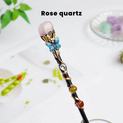 1PC Amethyst Rolling Stone Magic Scepter Natural Stones Fairy Lucky Tumble Stone Gem Scepter Decorative Fairy Magic Stick