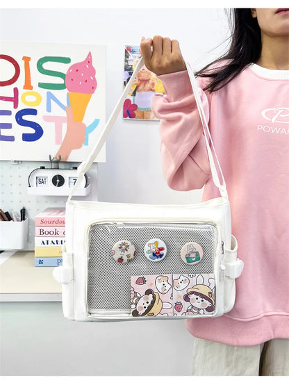 College Style Crossbody Bag with Large Capacity for Class Book Carrying Mailman Bag for Girls Casual Shoulder Crossbody Bag