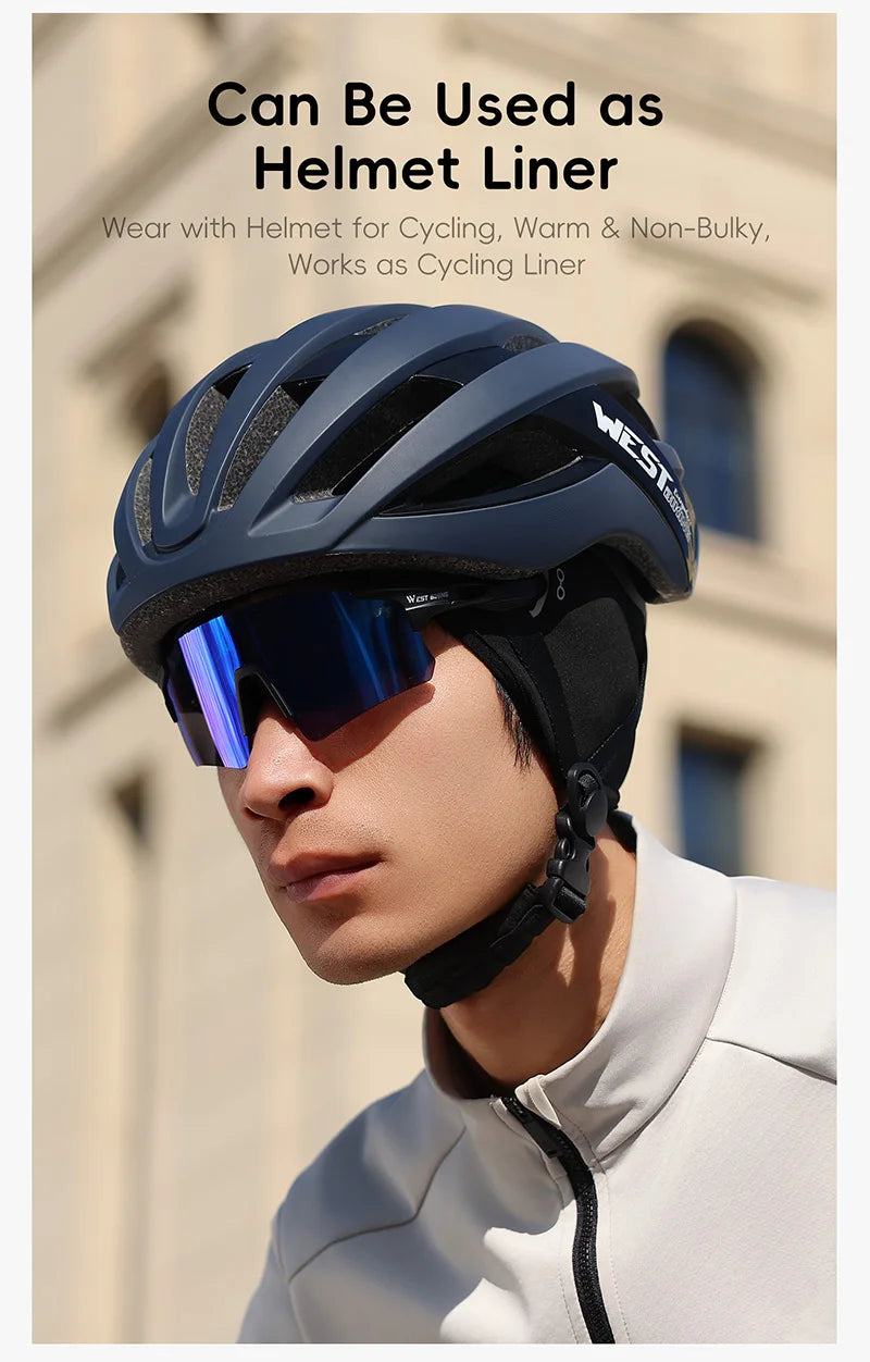 WEST BIKING Winter Fleece Cycling Cap Windproof Thermal Skull Cap Helmet Liner Running Skiing Motocycle Riding Men MTB Bike Hat