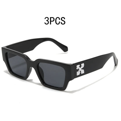 1 pair of square small frame printed fashion women's sunglasses sunglasses outdoor model posing glasses