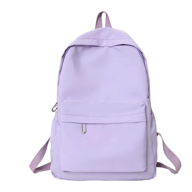 Lightweight Solid Color Backpack for High School Students Multifunctional Casual Bag School Travel Daily Use Simple Design