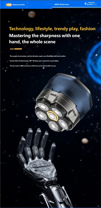 Electric Head Shaver for Bald Men 6D Magnetic Razor Hair Trimmer Rechargeable LED Waterproof Face Hair Cutting