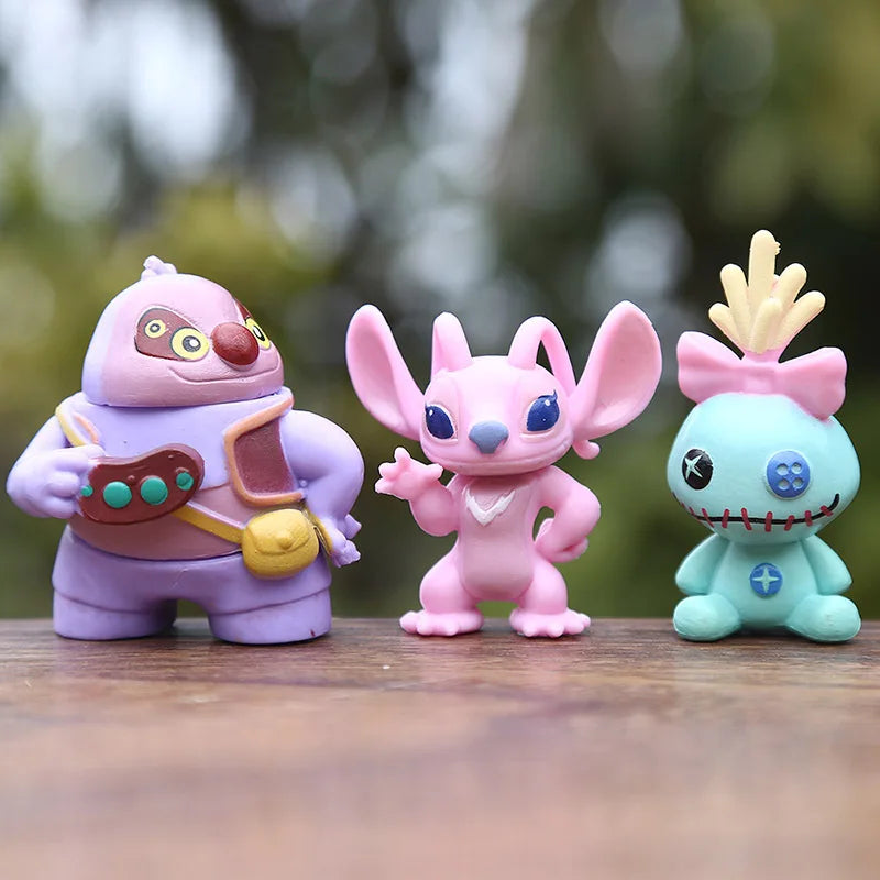12pcs/set Stitch Lilo Action Figure Anime Cartoon Model Toys Cute Version Doll Cake Decoration Ornaments