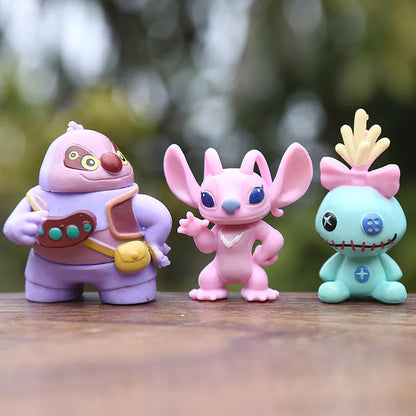 12pcs/set Stitch Lilo Action Figure Anime Cartoon Model Toys Cute Version Doll Cake Decoration Ornaments