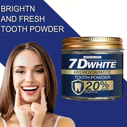 Hydroxyapatite Tooth Powder 60g, 20% NHAP & Charcoal Whitening Toothpaste Powder, Double Mint for Fresh Breath, Oral Care