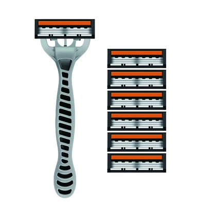 3-Layer Razor Head Manual Shaver, Blade Razor Safety Shaving Beard Moustache Manual Shaver Set