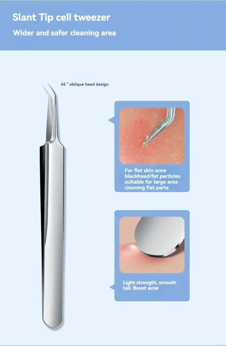 11Pcs/Set Acne Needle Blackhead Clip Remover Extraction Pore Black Head Cleaner Face Skin Care Cleansing Needle Tool Cell Clamp