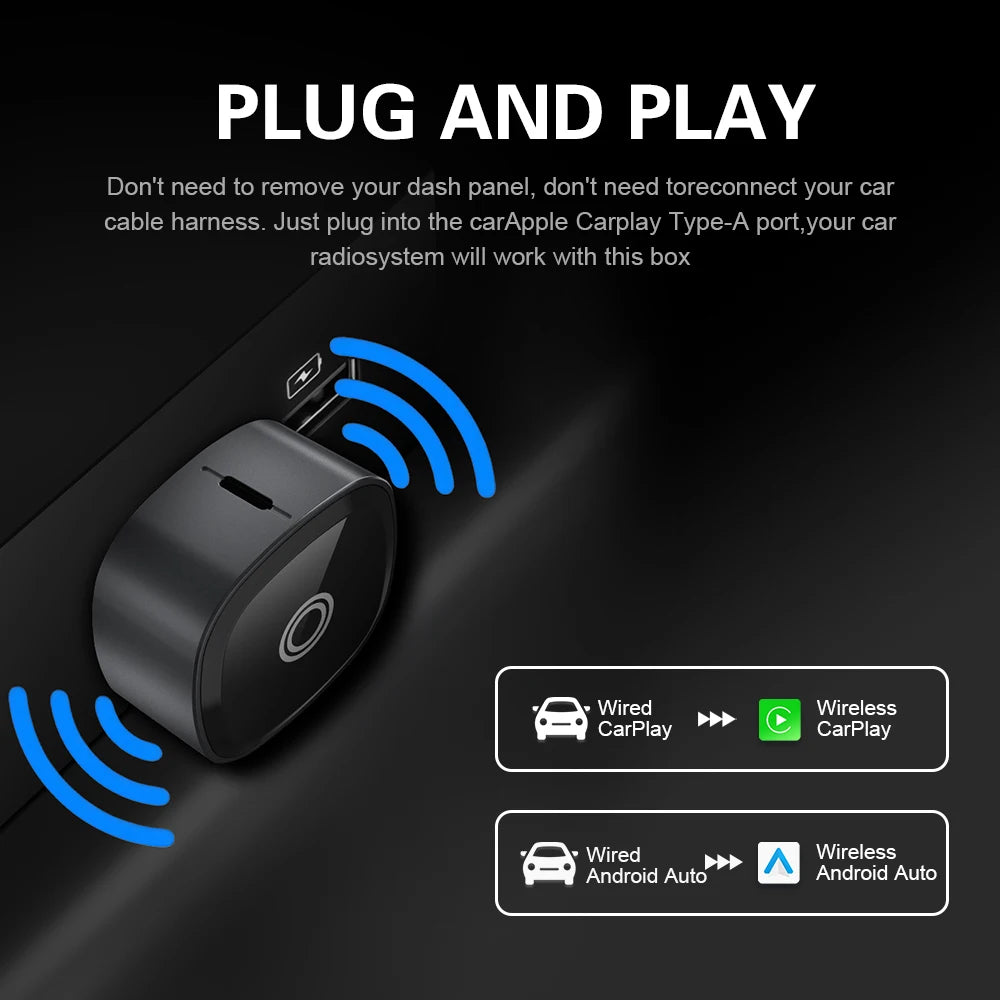 XUDA 2in1 Wireless CarPlay Adapter Android Auto AI Smart Box Car Intelligent Systems For VW Toyota Nissan Honda Ford Benz