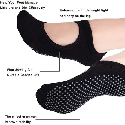 High Quality Women Yoga Socks Anti-Slip Breathable Backless Pilates Socks Ankle Ladies Ballet Dance Sports Socks for Fitness Gym