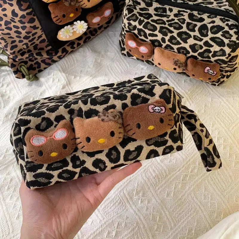 High Beauty Hello Kitty Plush Black Handbag Makeup Bag Womens Large Capacity Travel Handbag Skincare Cosmetics Portable Commuter