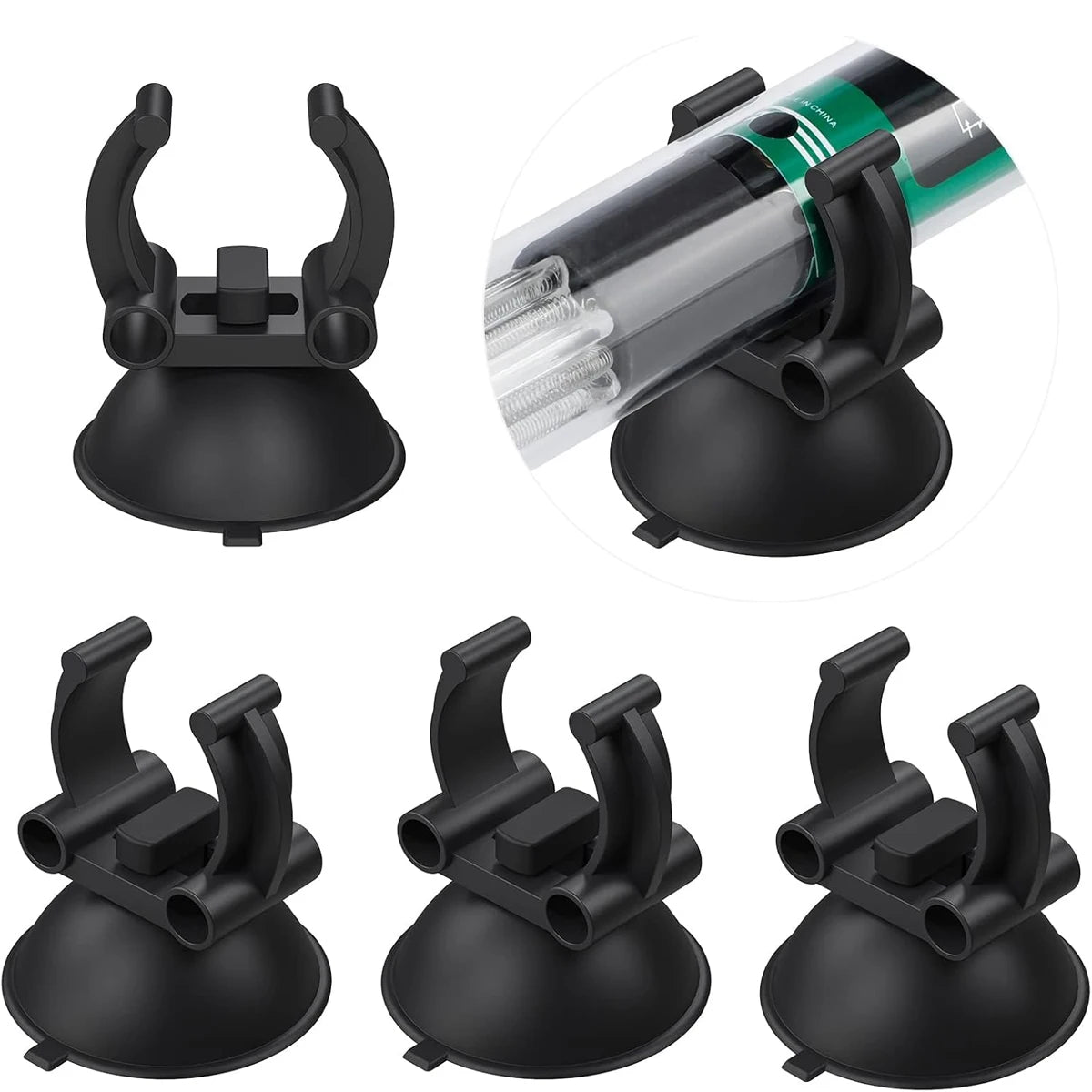 4Pcs Aquarium Heater Suction Cup with 0.98 Inch Clip Black Standard Heater Rod Holder Clip For Fish Tank