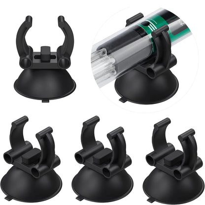 4Pcs Aquarium Heater Suction Cup with 0.98 Inch Clip Black Standard Heater Rod Holder Clip For Fish Tank