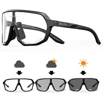 SCVCN Men Bike Photochromic Glasses Cycling Sunglasses for Women Sports Running MTB Biking Eyewear Road Mountain Bicycle Goggle