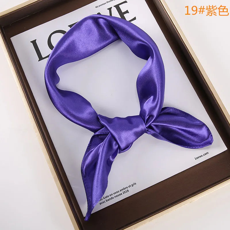 New Solid 60x60cm Square Scarf Single Imitation Silk Bright Light And Satin Performance Scarves Party Gift