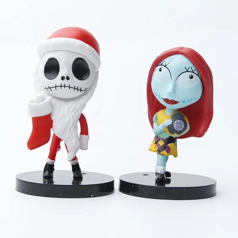 10 Pieces / Set Cartoon The Nightmare Sally Skellington Jack Action Figure Toy Christmas PVC Model Vinyl Figurine Halloween Gift