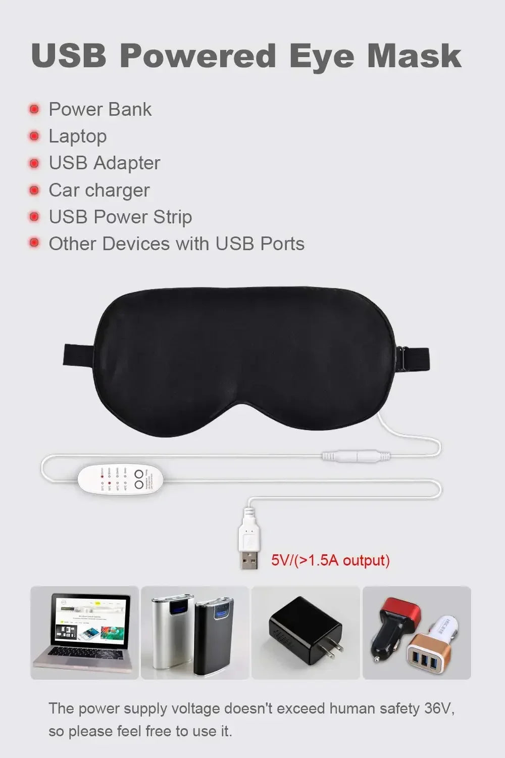 USB Heated Eye Mask Reusable USB Silk Steaming Eye Mask Eye Massager For Sleeping Eye Puffiness Anti Dark Circle Patch Eye Care