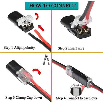 10/20/30/50/100 Pcs 2 Pin Compact Wire Terminals No Wire-Stripping Required Wire Connectors Quick Splice Wire Wiring Connector