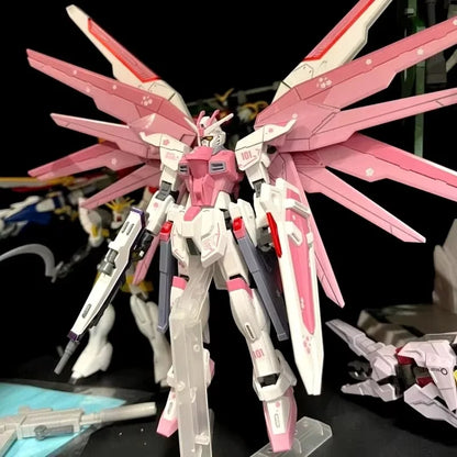 ZGMF-X10A HG 1/144 Freshman Freedom Mecha Assembly Model Action Figures Cherry Blossom Color Scheme Children Toy Gift Decorate