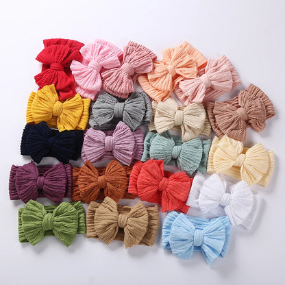 Solid Cable Bows Baby Headbands for Child Nylon Layers Kids Elastic Hairbands Headwraps Newborn Boys Girls Hair Accessories