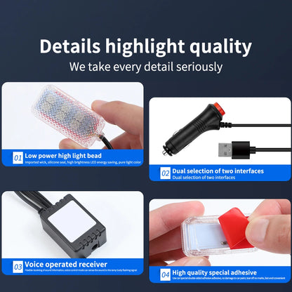 Car Foot Light Ambient Light Atmosphere Decorative Lamp RGB Decorative Lamp LED Car Interior Remote APP Control