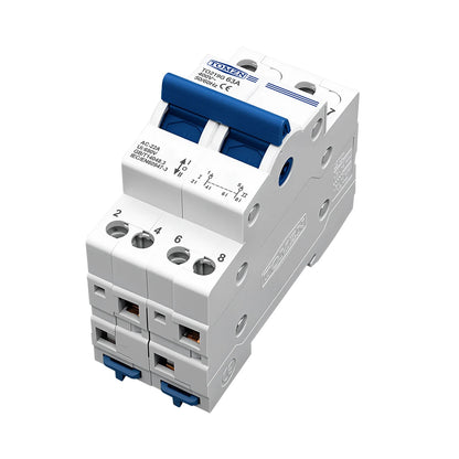 TOMZN TO219G 1P 2P 3P 4P 40A 63A MTS Dual Power Manual Transfer Isolating Switch Interlock Circuit Breaker Blue Generator PV