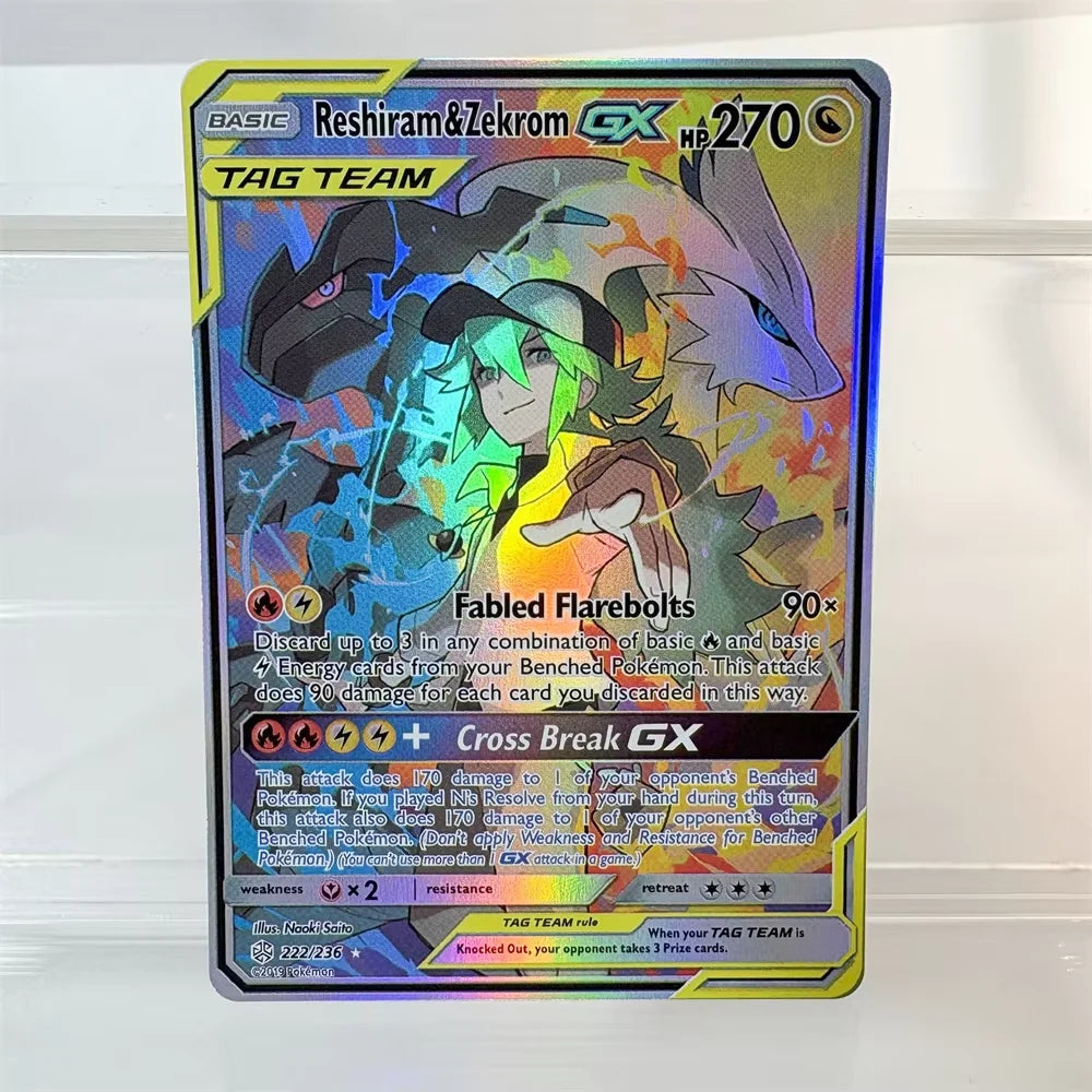 PKM Proxy Card Holographic Rayquaza VMAX Deoxys Reshiram&Charizard Sylveon GX Hobbies Rare Collection Battle Cards Toys Gifts