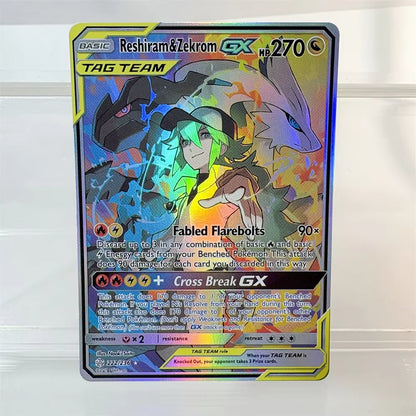 PKM Proxy Card Holographic Rayquaza VMAX Deoxys Reshiram&Charizard Sylveon GX Hobbies Rare Collection Battle Cards Toys Gifts