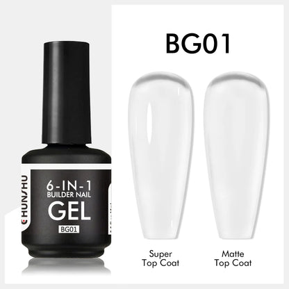 CHUNSHU TPO Free 6 IN 1 Extension UV Gel Polish In A Bottle Builder Nail Gel Rubber Base Coat Semi Permanent Nails Art 15ML